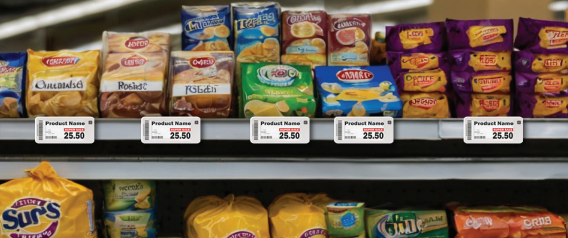 Estantería de supermercado con etiquetas electrónicas NuTag